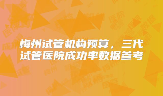 梅州试管机构预算，三代试管医院成功率数据参考