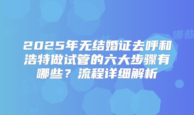 2025年无结婚证去呼和浩特做试管的六大步骤有哪些？流程详细解析