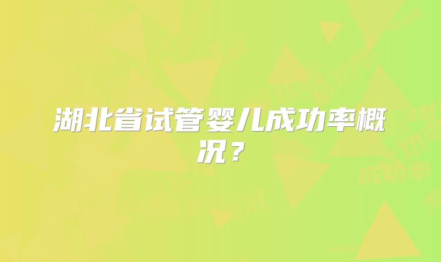 湖北省试管婴儿成功率概况？