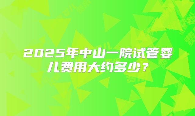 2025年中山一院试管婴儿费用大约多少？