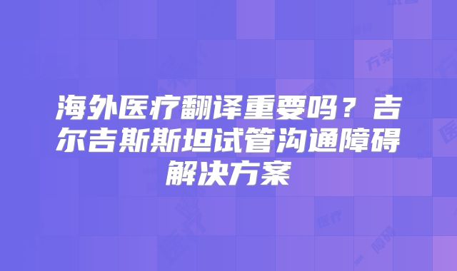 海外医疗翻译重要吗?吉尔吉斯斯坦试管沟通障碍解决方案