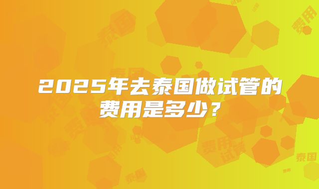 2025年去泰国做试管的费用是多少？