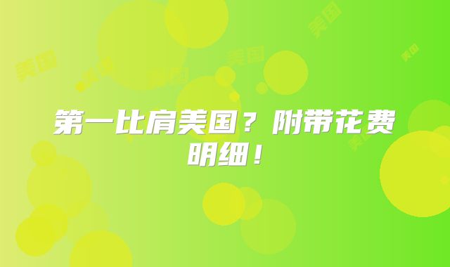 第一比肩美国?附带花费明细!