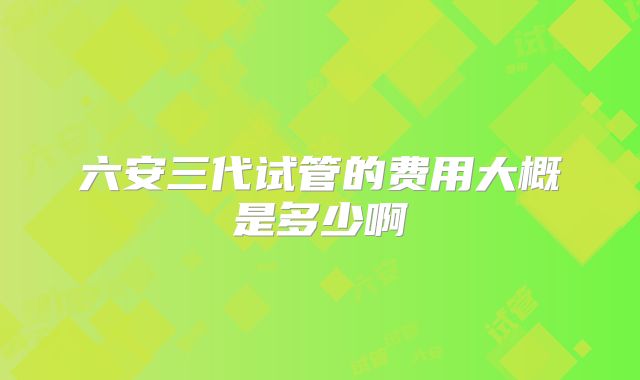 六安三代试管的费用大概是多少啊