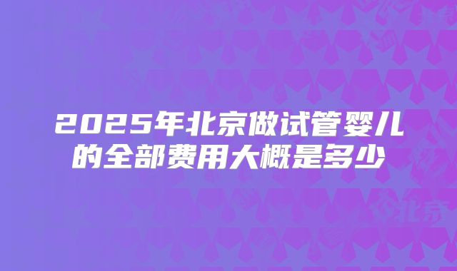 2025年北京做试管婴儿的全部费用大概是多少