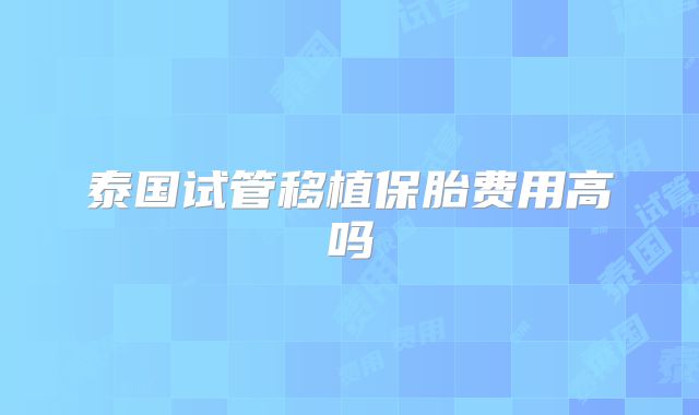 泰国试管移植保胎费用高吗