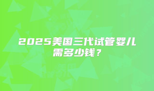2025美国三代试管婴儿需多少钱？