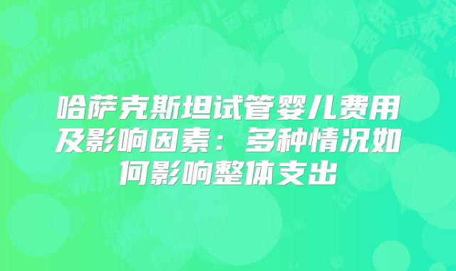 哈萨克斯坦试管婴儿费用及影响因素：多种情况如何影响整体支出