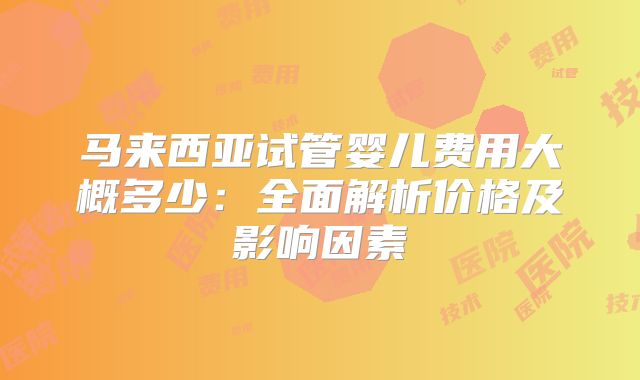 马来西亚试管婴儿费用大概多少：全面解析价格及影响因素