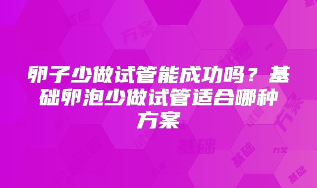 卵子少做试管能成功吗？基础卵泡少做试管适合哪种方案