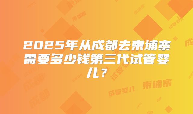 2025年从成都去柬埔寨需要多少钱第三代试管婴儿?