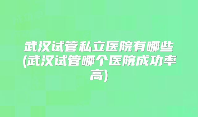 武汉试管私立医院有哪些(武汉试管哪个医院成功率高)