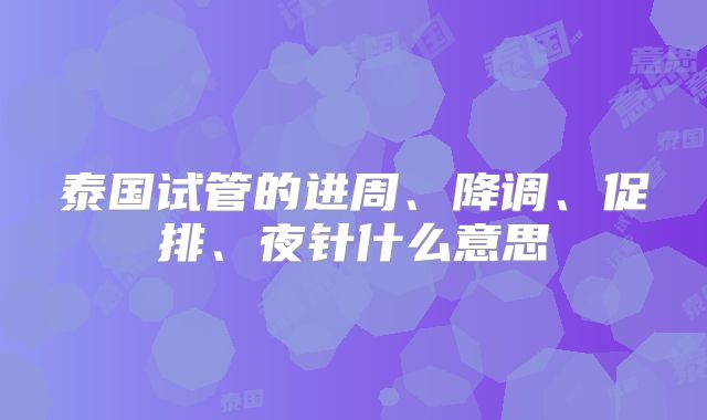 泰国试管的进周、降调、促排、夜针什么意思
