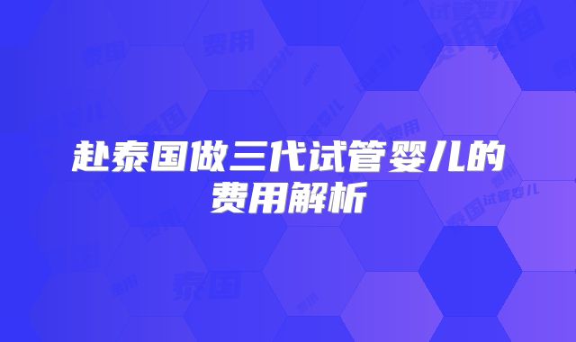 赴泰国做三代试管婴儿的费用解析