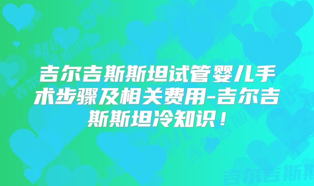 吉尔吉斯斯坦试管婴儿手术步骤及相关费用-吉尔吉斯斯坦冷知识！