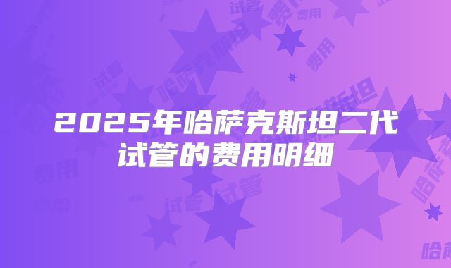 2025年哈萨克斯坦二代试管的费用明细