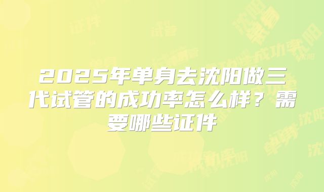 2025年单身去沈阳做三代试管的成功率怎么样？需要哪些证件