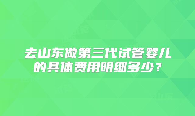 去山东做第三代试管婴儿的具体费用明细多少?