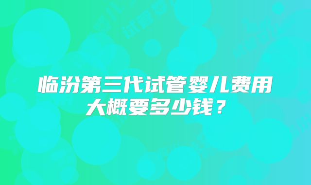 临汾第三代试管婴儿费用大概要多少钱？