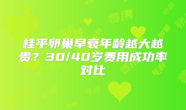 桂平卵巢早衰年龄越大越贵？30/40岁费用成功率对比