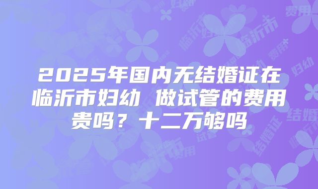 2025年国内无结婚证在临沂市妇幼 做试管的费用贵吗?十二万够吗