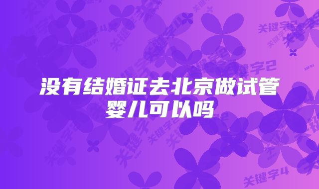 没有结婚证去北京做试管婴儿可以吗