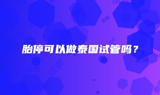 胎停可以做泰国试管吗?