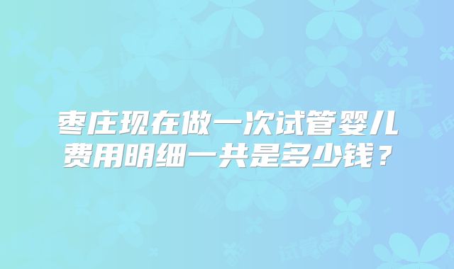 枣庄现在做一次试管婴儿费用明细一共是多少钱？
