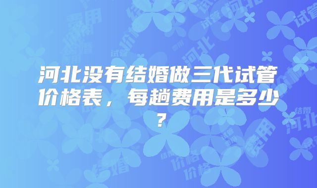 河北没有结婚做三代试管价格表,每趟费用是多少?
