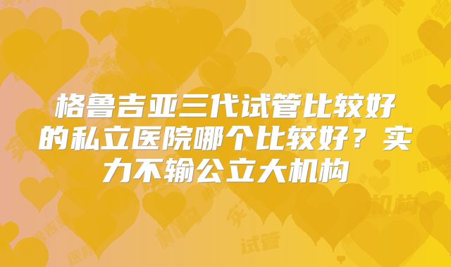 格鲁吉亚三代试管比较好的私立医院哪个比较好？实力不输公立大机构