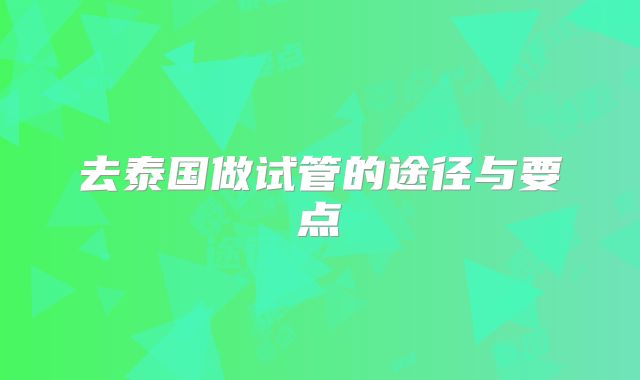 去泰国做试管的途径与要点
