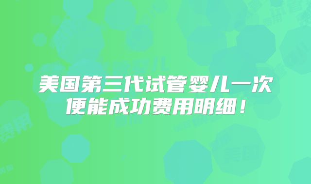美国第三代试管婴儿一次便能成功费用明细！