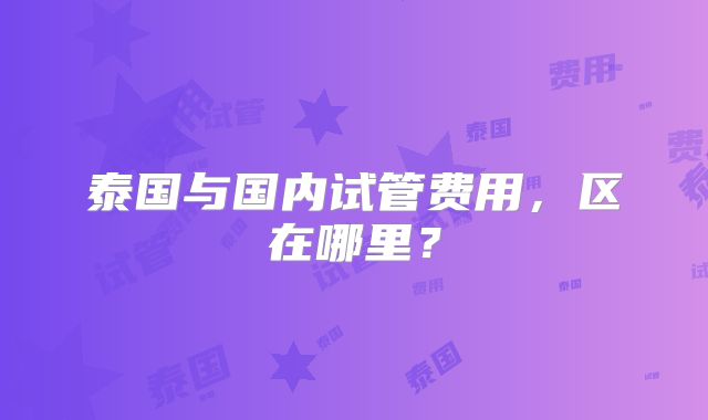 泰国与国内试管费用，区在哪里？