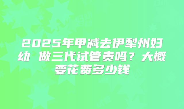 2025年甲减去伊犁州妇幼 做三代试管贵吗?大概要花费多少钱