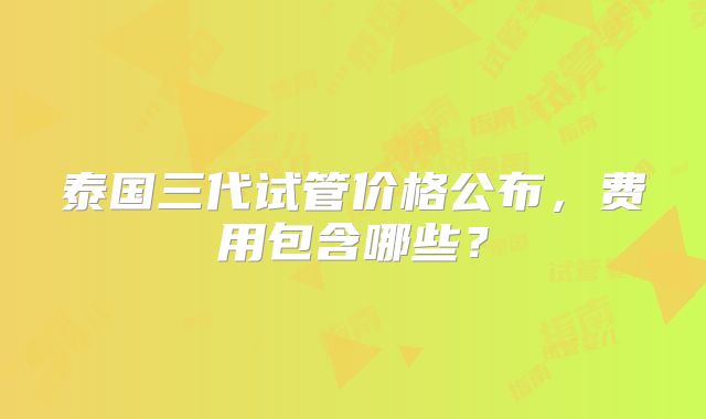 泰国三代试管价格公布，费用包含哪些？