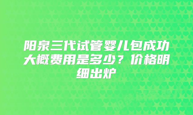阳泉三代试管婴儿包成功大概费用是多少?价格明细出炉
