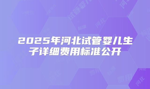 2025年河北试管婴儿生子详细费用标准公开