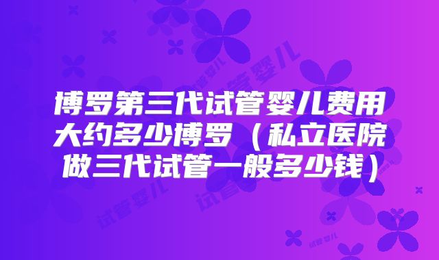 博罗第三代试管婴儿费用大约多少博罗（私立医院做三代试管一般多少钱）