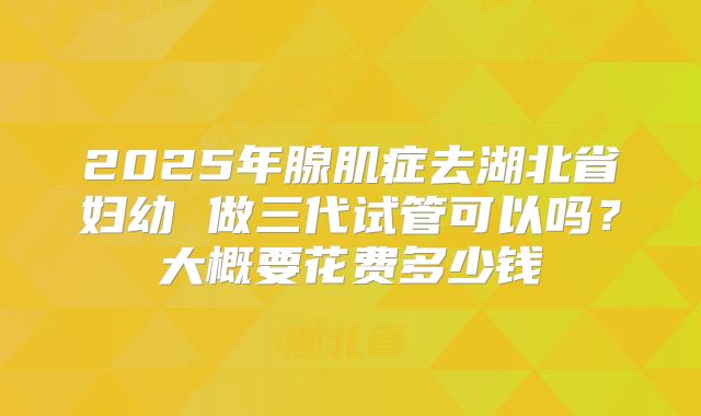 2025年腺肌症去湖北省妇幼 做三代试管可以吗？大概要花费多少钱