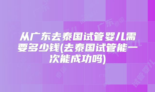 从广东去泰国试管婴儿需要多少钱(去泰国试管能一次能成功吗)