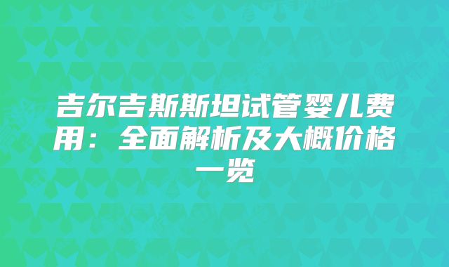 吉尔吉斯斯坦试管婴儿费用：全面解析及大概价格一览