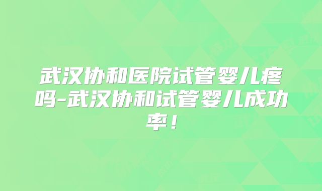 武汉协和医院试管婴儿疼吗-武汉协和试管婴儿成功率！