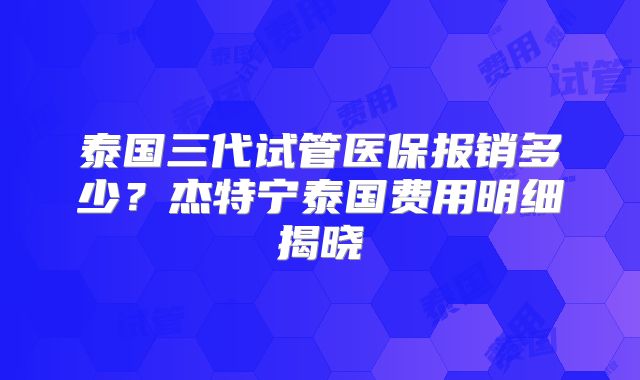 泰国三代试管医保报销多少？杰特宁泰国费用明细揭晓