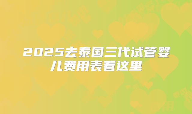 2025去泰国三代试管婴儿费用表看这里
