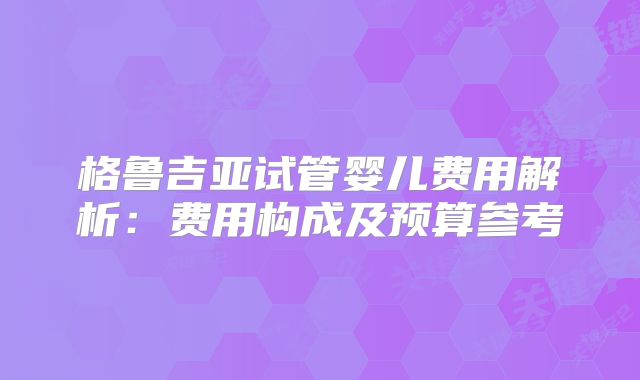 格鲁吉亚试管婴儿费用解析:费用构成及预算参考