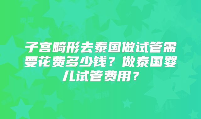 子宫畸形去泰国做试管需要花费多少钱？做泰国婴儿试管费用？