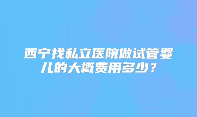 西宁找私立医院做试管婴儿的大概费用多少？