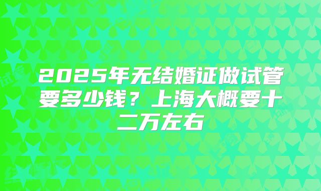 2025年无结婚证做试管要多少钱?上海大概要十二万左右