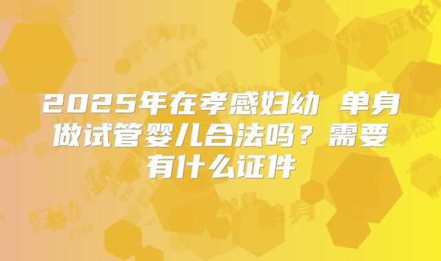 2025年在孝感妇幼 单身做试管婴儿合法吗？需要有什么证件
