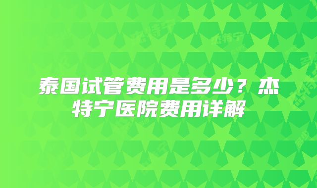 泰国试管费用是多少？杰特宁医院费用详解